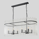 Люстра подвесная овальная со стеклянными прозрачными трубками и металлическим каркасом черного цвета Nembus варинант исполнения - 2 | Loft Concept в Омске