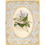 Декоративный постер с изображением птиц в раме с рельефным растительным узором Blooming Birds Poster варинант исполнения - 6 | Loft Concept в Омске