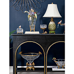 Ваза из прозрачного стекла с бронзовыми ножками и фигурками попугаев Eden Garden porcelain and bronze варинант исполнения - 5 | Loft Concept в Омске