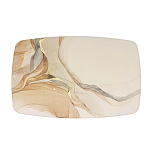 Обеденный стол с прямоугольной бежевой столешницей из стекла на 4-х деревянных ножках Beige Marble варинант исполнения - 2 | Loft Concept в Омске