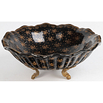 Блюдо черного цвета из фрафора на бронзовых ножках Eden Garden porcelain and bronze варинант исполнения - 1 | Loft Concept в Омске