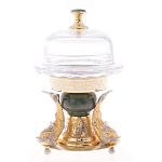 Икорница с декором "Три рыбки" с гравировкой и натуральным камнем Нефрит Decorative Cavair Dishes варинант исполнения - 7 | Loft Concept в Омске