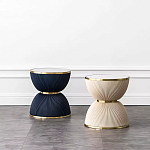 Дизайнерский журнальный стол фактурный с круглой белой столешницей Luler варинант исполнения - 2 | Loft Concept в Омске