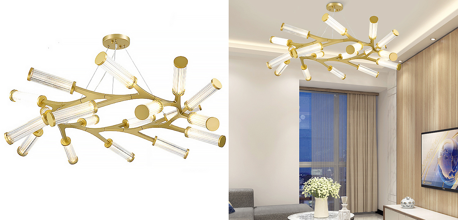 Люстра Cylinder Branches Chandelier Ring Gold Люстра Cylinder Branches Chandelier Ring Gold - Loft-Concept в Омске