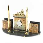 Настольный письменный набор из камня офиокальцит и бронзы с декором в виде льва Successful Leader варинант исполнения - 2 | Loft Concept в Омске