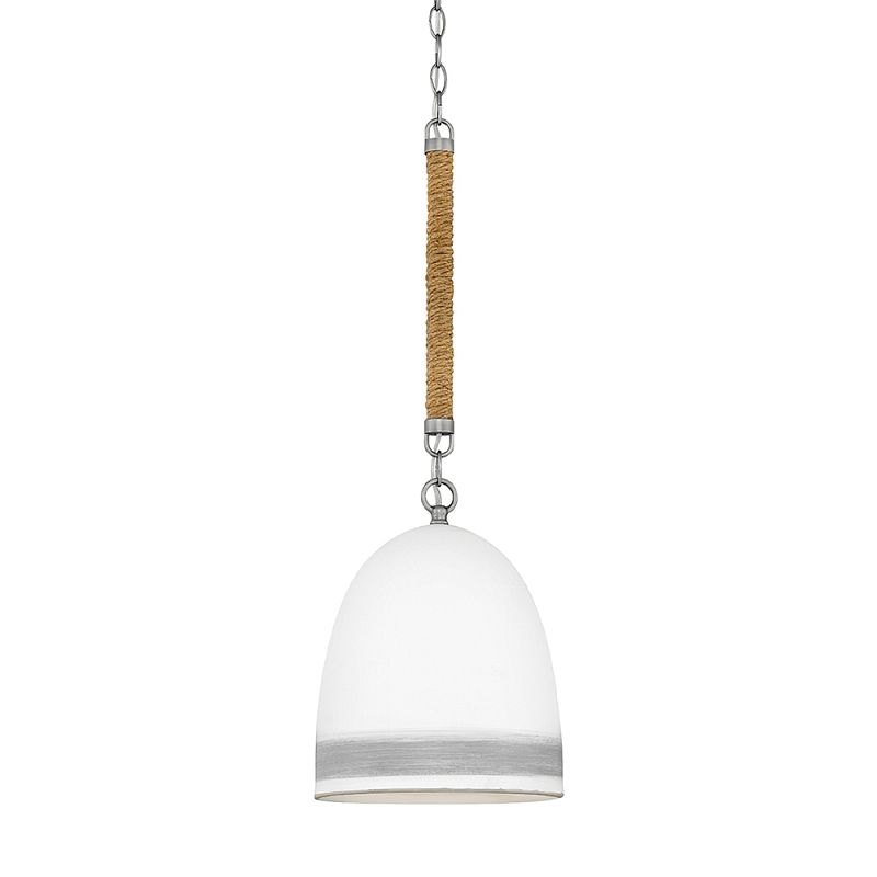 Подвесной светильник белый колоколообразный с декоративной обмоткой из веревки Hinkley Никель Белый Бежевый в Омске | Loft Concept 