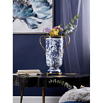 Ваза с бронзовыми ручками и синим цветочным узором Blue & White Ornament варинант исполнения - 8 | Loft Concept в Омске