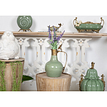 Кувшин зеленого цвета из фарфора с бронзовой крышкой и изогнутой ручкой Eden Garden porcelain and bronze варинант исполнения - 4 | Loft Concept в Омске