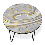 Стол журнальный c круглой столешницей из стекла серого цвета Gray and Gold Marble варинант исполнения - 2 | Loft Concept в Омске