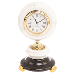 Часы настольные бронзовые из натуральных камней Мрамор и Змеевик Stone Clock варинант исполнения - 1 | Loft Concept в Омске