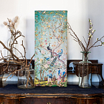 Постер на холсте в стиле шинуазри с изображением сада Chinoiserie Imperial Garden Peacocks on a Tree варинант исполнения - 3 | Loft Concept в Омске