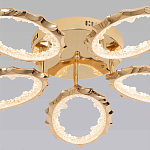 Потолочная люстра с 5-ю светодиодными лампами с золотистым каркасом Ring of Fire варинант исполнения - 2 | Loft Concept в Омске