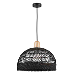 Подвесной светильник с округлым абажуром из черного ротанга Wicker Furniture варинант исполнения - 2 | Loft Concept в Омске