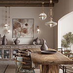 Бра со стеклянным плафоном конусообразной формы и декоративной вставкой из джута Tectona  варинант исполнения - 4 | Loft Concept в Омске