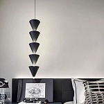 Подвесной светильник светодиодный в виде ряда черных металлических конусов  Herringbone варинант исполнения - 5 | Loft Concept в Омске