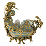 Чаша голубого цвета с оранментом и и бронзовыми фигурами леопардов Eden Garden варинант исполнения - 2 | Loft Concept в Омске