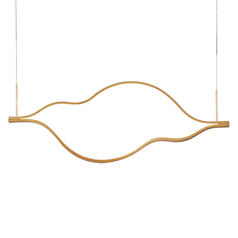 Подвесной светильник волнообразный изогнутый на двух тросах 103 см Spiral Lighting матовое золото Латунь в Омске | Loft Concept 