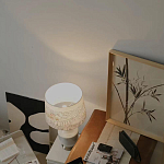 Настольная лампа с принтом на белом тканевом абажуре Roof Garden Lamp варинант исполнения - 7 | Loft Concept в Омске