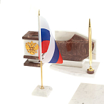 Настольный письменный набор из мрамора и лемезита с гербом и флагом России Marble Accessory варинант исполнения - 3 | Loft Concept в Омске