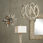 Настольная лампа с каркасом в виде веток деревьев с абажуром из ткани Natural Driftwood варинант исполнения - 4 | Loft Concept в Омске