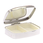 Таблетница карманная прямоугольная на 2 отделения с зеркалом и накладкой из натурального камня Лазурит Silver Stone Pillboxes варинант исполнения - 3 | Loft Concept в Омске