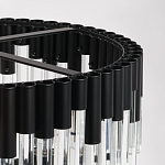 Люстра круглая из матового черного металла с подвесками из прозрачных стеклянных трубок Noir Tubes варинант исполнения - 9 | Loft Concept в Омске