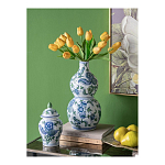 Ваза фигурная с сине-зелеными узорами распустившихся цветов Blossoming Spring варинант исполнения - 4 | Loft Concept в Омске