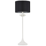 Настольная лампа с декором в виде белого цветка магнолии на каркасе и черным абажуром White Magnolia варинант исполнения - 3 | Loft Concept в Омске