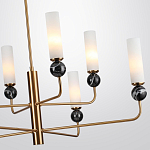 Люстра на штанге с 8-ю цилиндрическими матовыми плафонами и шарами из камня Orb Essence варинант исполнения - 7 | Loft Concept в Омске