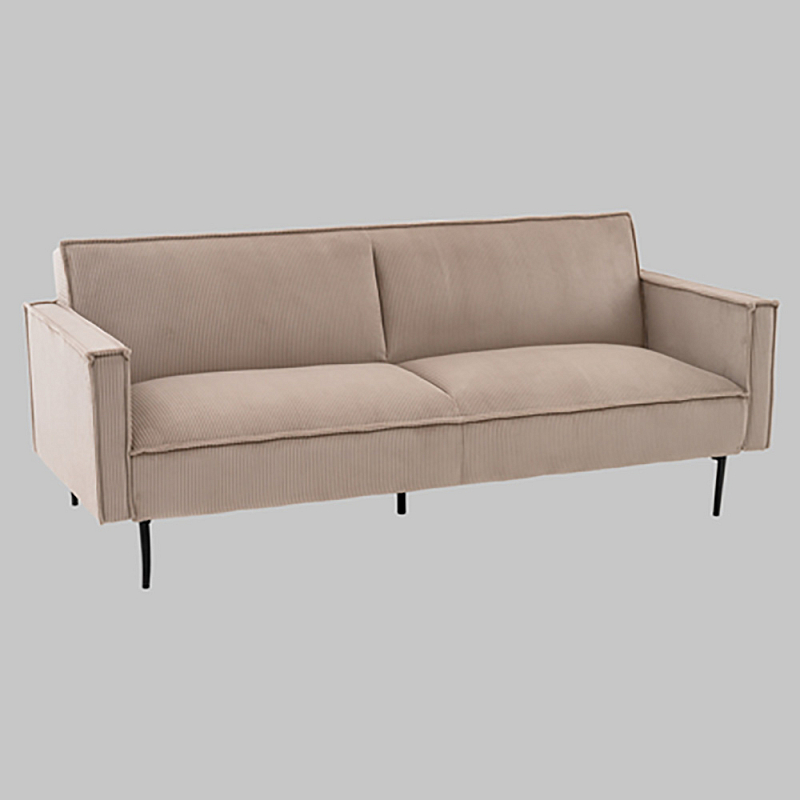 Диван современный вельветовый прямой Worcester Бежевый  Капучино  Черный в Омске | Loft Concept 