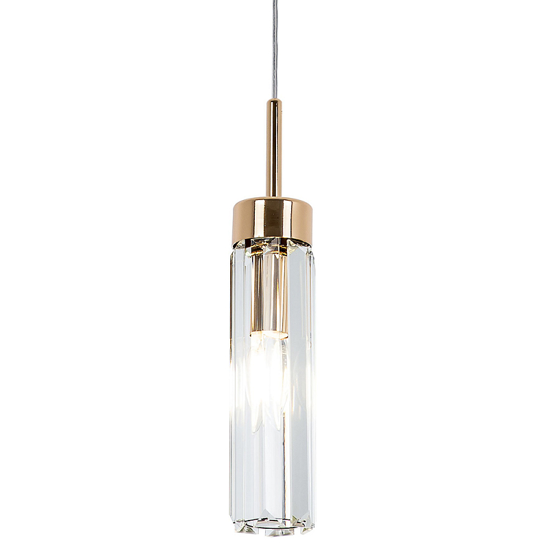 Подвесной светильник с плафоном из хрусталя Fernand Glass Gold Hanging Lamp Прозрачный Золотой Подвесной светильник с плафоном из хрусталя Fernand Glass Gold Hanging Lamp Прозрачный Золотой в Омске | Loft Concept