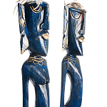 Комплект из 2-х деревянных статуэток Asmat Tall Statuettes Blue Green варинант исполнения - 3 | Loft Concept в Омске