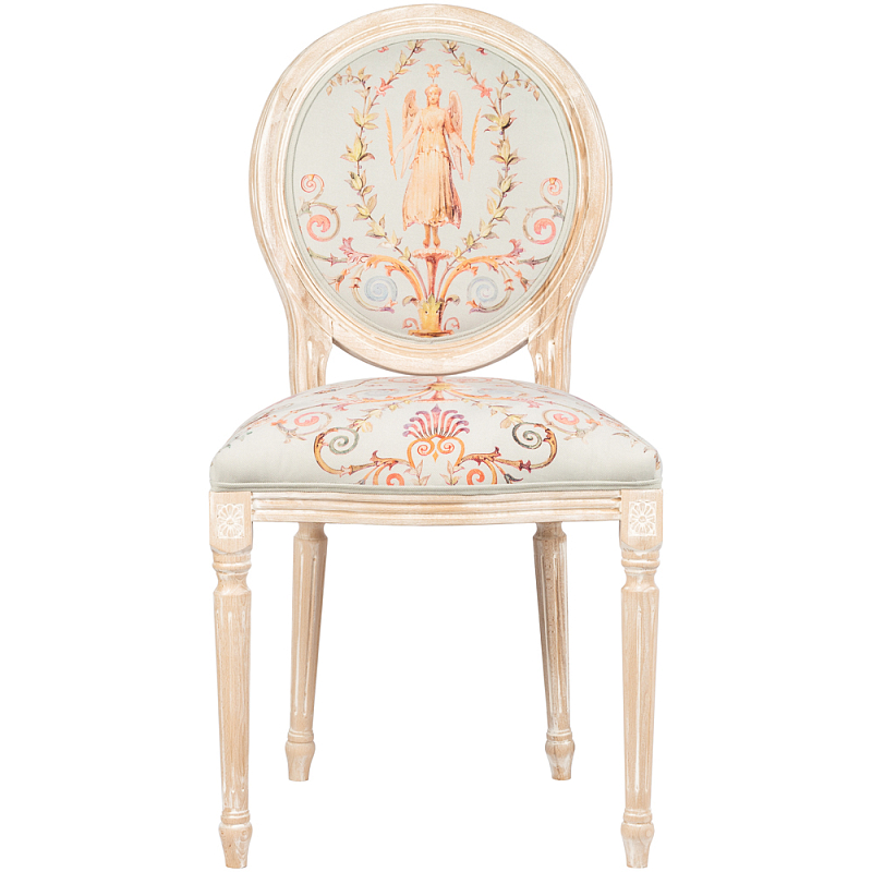 Стул из массива бука светло-серый с растительным орнаментом Raffael Angel Grey Chair Светло-серый Мульти Бежевый Стул из массива бука светло-серый с растительным орнаментом Raffael Angel Grey Chair Светло-серый Мульти Бежевый в Омске | Loft Concept