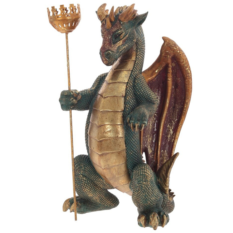 Подсвечник в виде дракона Dragon candlestick Green Brown Зеленый Коричневый Золотой в Омске | Loft Concept 