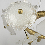 Люстра подвесная круглая с ветвистыми бронзовыми элементами и стеклянными рифлеными дисками Textured Glass Chandelier варинант исполнения - 4 | Loft Concept в Омске