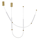 Подвесной светильник с 3-мя изогнутыми плафонами и белыми декоративными шариками PEARLS Suspension варинант исполнения - 2 | Loft Concept в Омске