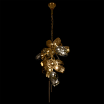 Люстра подвесная вытянутой формы с плафонами из стекла и металла с тремя вертикальными подвесками Gilded Mirage  варинант исполнения - 7 | Loft Concept в Омске