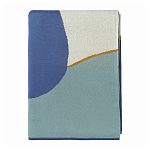 Плед из хлопка синего цвета с абстрактным принтом Elysian Flow Ocean варинант исполнения - 2 | Loft Concept в Омске