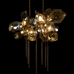 Люстра подвесная с 18-ю стеклянными плафонами с вертикальными подвесками Gilded Mirage  варинант исполнения - 8 | Loft Concept в Омске