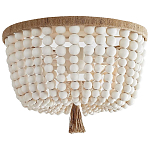 Круглый потолочный светильник украшенный круглыми белыми бусинами Wooden Beads Ceiling lamp варинант исполнения - 1 | Loft Concept в Омске