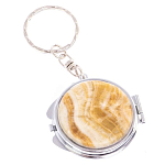 Зеркало брелок карманное двухстороннее из натурального камня Оникс Silver Stone Mirrors варинант исполнения - 4 | Loft Concept в Омске