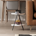 Стол приставной с 2-мя круглыми белыми столешницами ESSEL SIDE TABLE WHITE варинант исполнения - 10 | Loft Concept в Омске