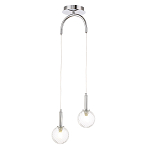 Подвесной светильник с 2-мя рельефными прозрачными плафонами из стекла и основанием цвета Хром Perforated Glass Bubbles варинант исполнения - 2 | Loft Concept в Омске