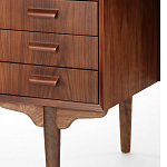 Дизайнерский письменный стол округлой формы с 4-мя ящиками и дверкой с полочками Rili варинант исполнения - 5 | Loft Concept в Омске