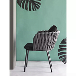 Стул мягкий с декором в виде плетеных лент на спинке и подлокотниках Semicircular Chair Decorated with Ribbons варинант исполнения - 2 | Loft Concept в Омске