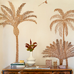 Обои с вышивкой ручной работы Deco Palms Raffia on linen варинант исполнения - 2 | Loft Concept в Омске