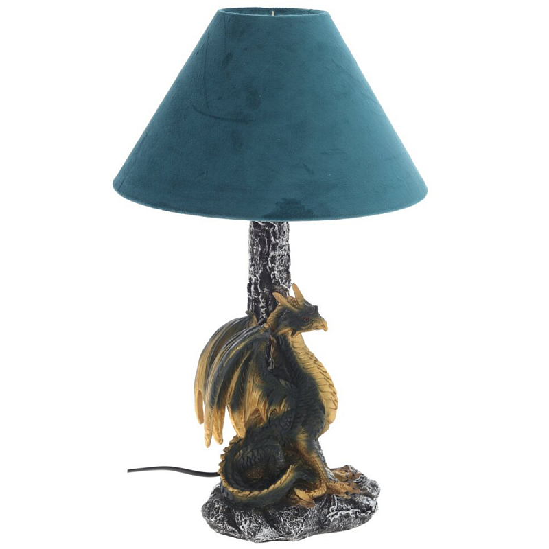 Настольная лампа Дракон Dragon Black Gold Table Lamp Синий Абажур Синий Золотой Черный Мульти Настольная лампа Дракон Dragon Black Gold Table Lamp Синий Абажур Синий Золотой Черный Мульти в Омске | Loft Concept