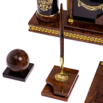 Настольный письменный набор с часами из природного камня обсидиана Royal Set варинант исполнения - 5 | Loft Concept в Омске