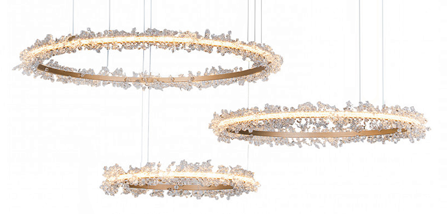 Люстра Crystal round chandelier Люстра 3 кольца Матовое Золото - Loft-Concept в Омске