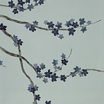 Обои ручная роспись Cherry Tree Original colourway on Adam Grey dyed silk варинант исполнения - 1 | Loft Concept в Омске